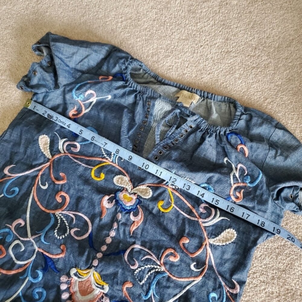 Anthropologie Nalini Embroidered Boho Chambray Festival Folk Dress XS - Picture 5 of 8